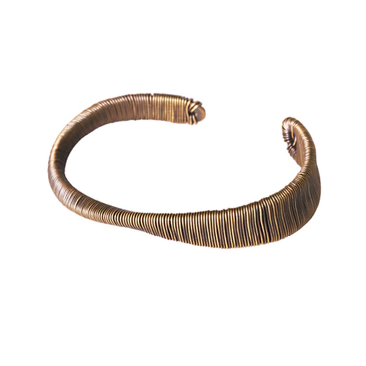 Buddha Stones Simple Design Wrapped Brass Copper Luck Wealth Adjustable Cuff Bracelet - image 13