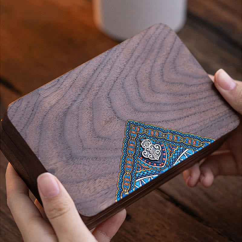 Vintage Handmade Black Walnut Wood Jewelry Storage Box Wooden Gift Box - image 8