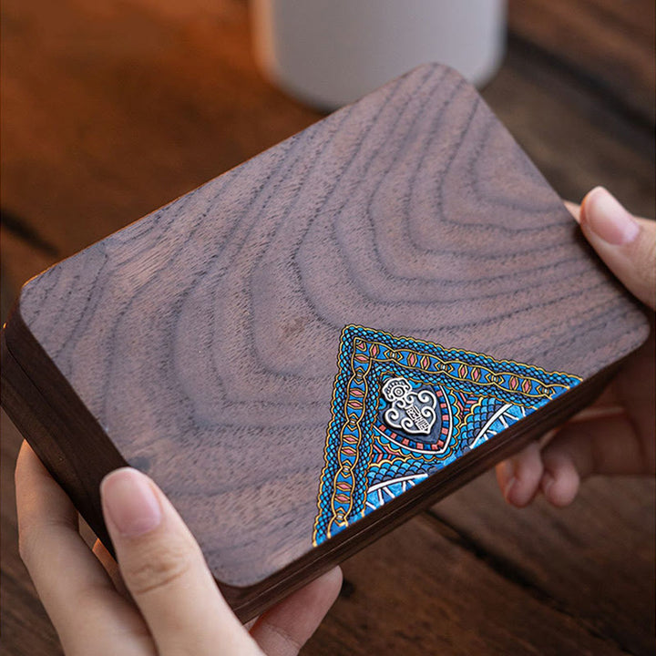 Vintage Handmade Black Walnut Wood Jewelry Storage Box Wooden Gift Box - image 8