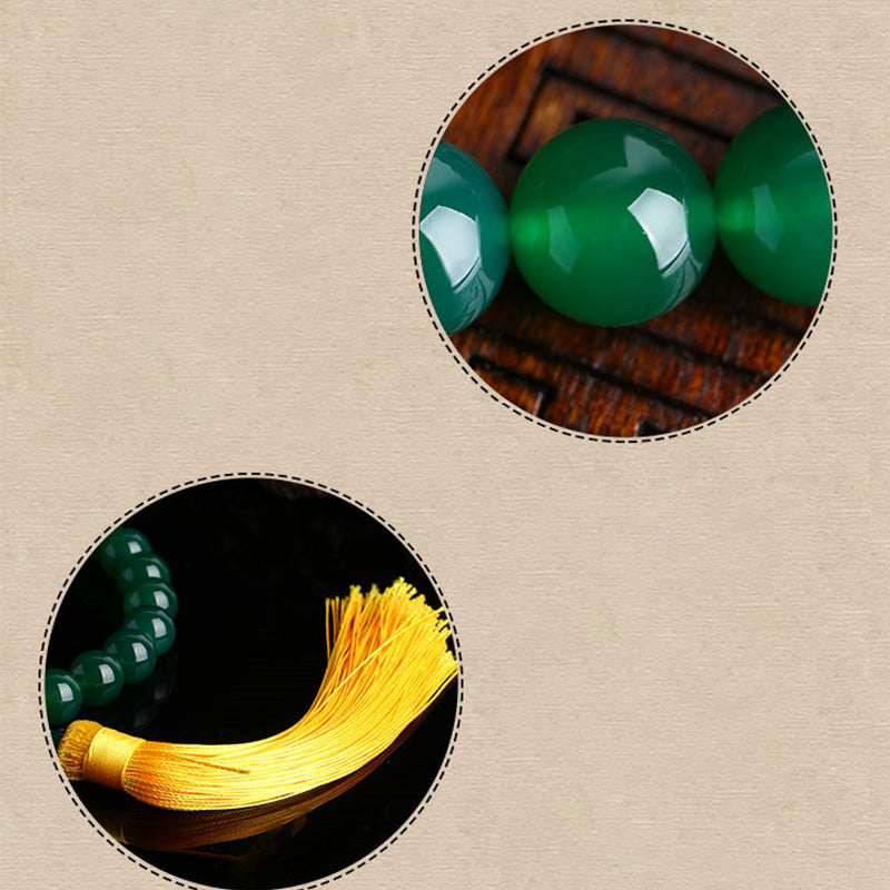 Buddha Stones Natural Green Agate Wrist Mala Power Tassels Pocket Mala Car Decoration - image 9