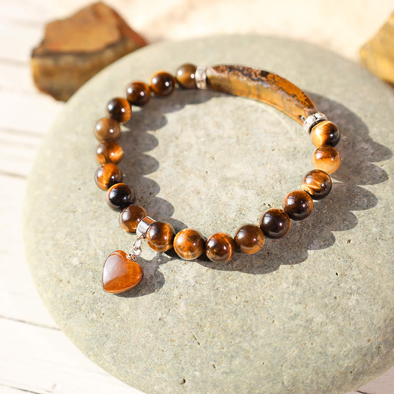 Buddha Stones Natural Quartz Love Heart Healing Beads Bracelet - Tiger eye - image 22