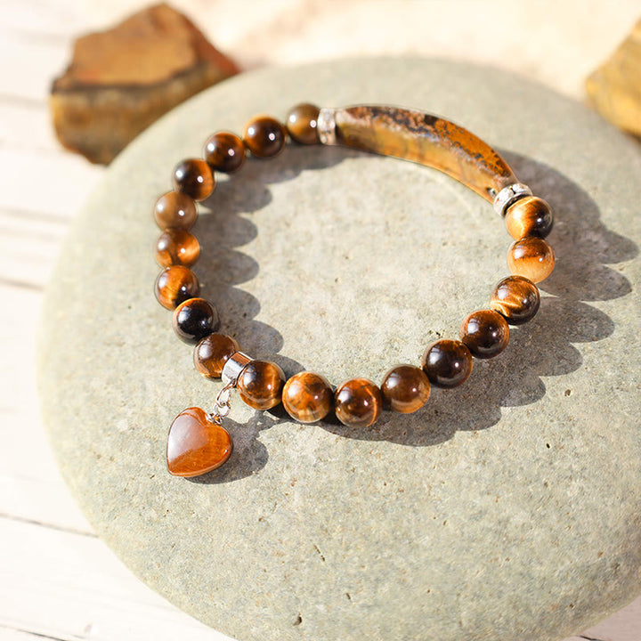 Buddha Stones Natural Quartz Love Heart Healing Beads Bracelet - Tiger eye - image 22