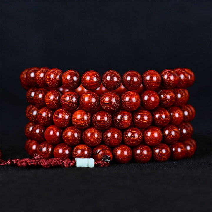 Buddha Stones Tibetan Small Leaf Red Sandalwood Balance Bracelet - image 14