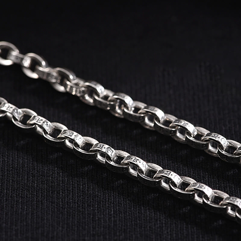 Buddha Stones 925 Sterling Silver Om Mani Padme Hum Carved Design Creativity Metal Bracelet - image 4