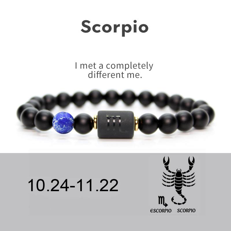 Buddha Stones 12  Constellations of the Zodiac Black Onyx Adjustable Bracelet - Scorpio - image 1