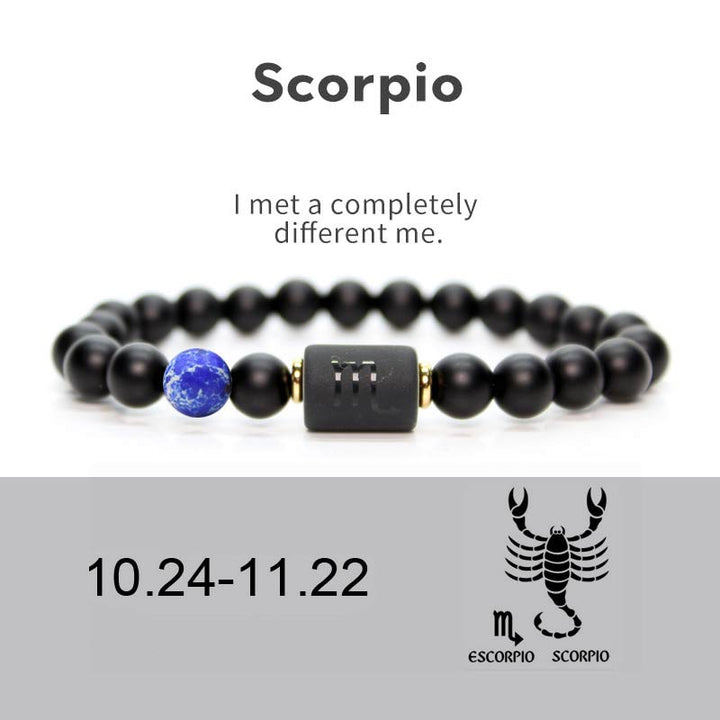 Buddha Stones 12  Constellations of the Zodiac Black Onyx Adjustable Bracelet - Scorpio - image 1