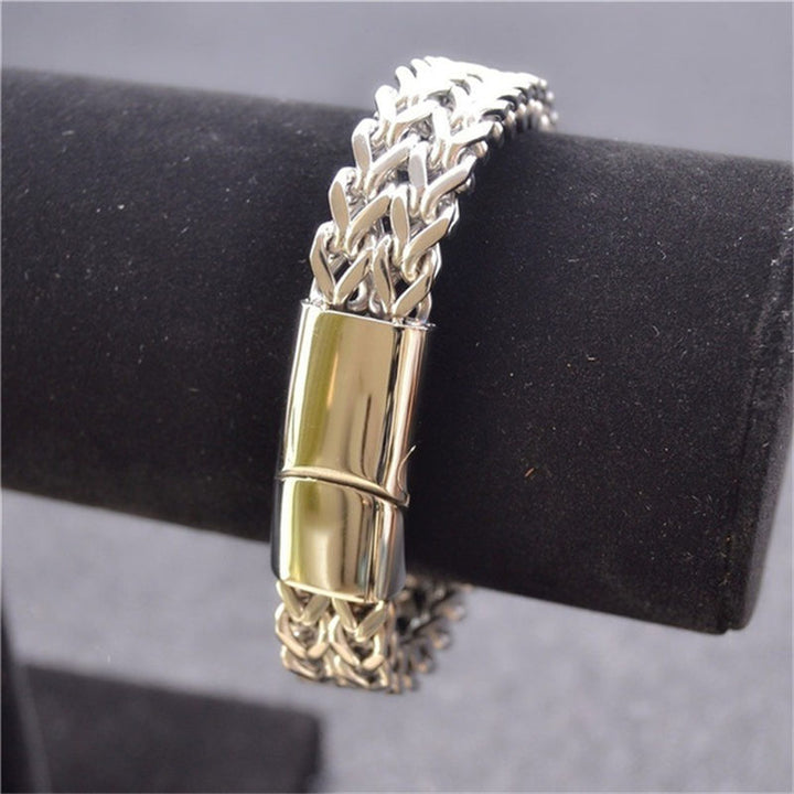 Buddha Stones Fish Scale Magnetic Buckle Titanium Steel Balance Bracelet Bangle - image 5