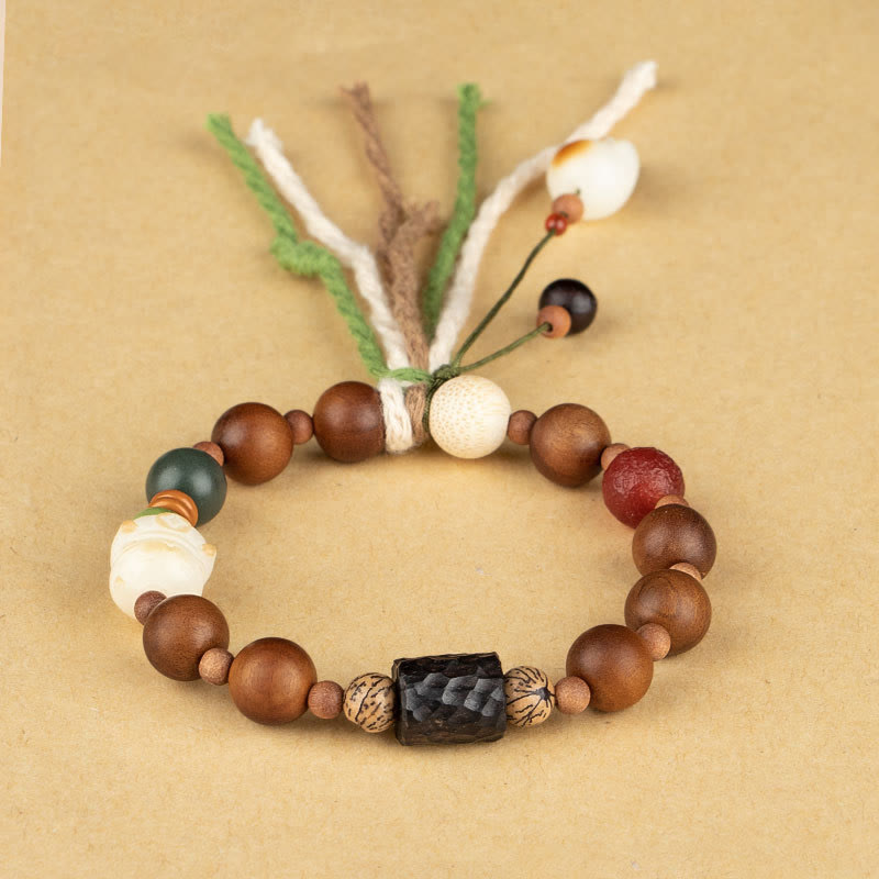 Buddha Stones Lightning Strike Wood Bodhi Seed Cat Paw Claw Auspiciousness Protection Tassel Bracelet - image 1