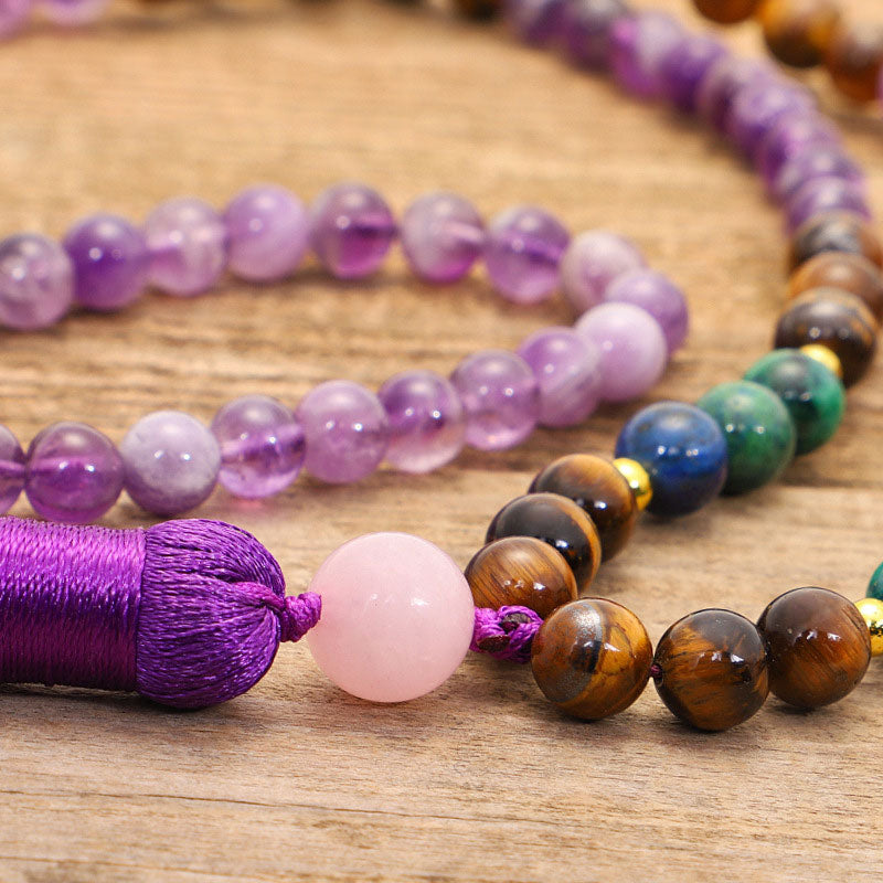 Buddha Stones Tibetan Amethyst Purify Bracelet Mala Set - image 8