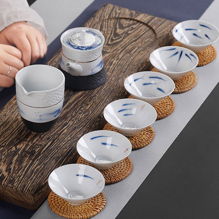 Buddha Stones Vintage Plum Orchid Bamboo Chrysanthemum Lotus Koi Fish Ceramic Teacup Kung Fu Tea Cups - image 11