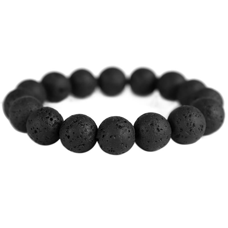 Buddha Stones Lava Rock Ebony Wood Tiger Eye Support Healing Bracelet - Lava Rock - 20cm - image 10