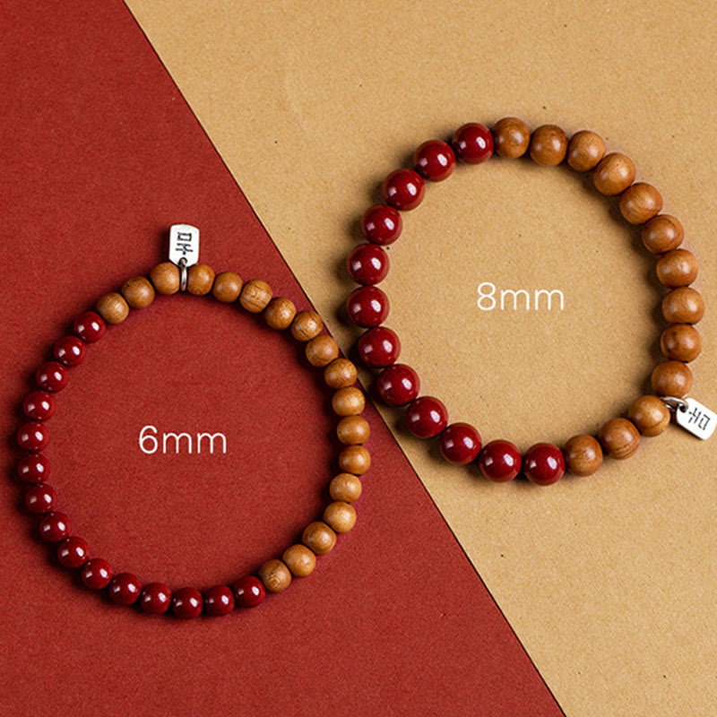 Buddha Stones 925 Sterling Silver Peach Wood Cinnabar Ward Off Evil Spirits Bracelet - image 10