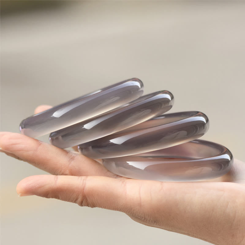 Buddha Stones Natural Gray Chalcedony Harmony Bangle Bracelet - image 4