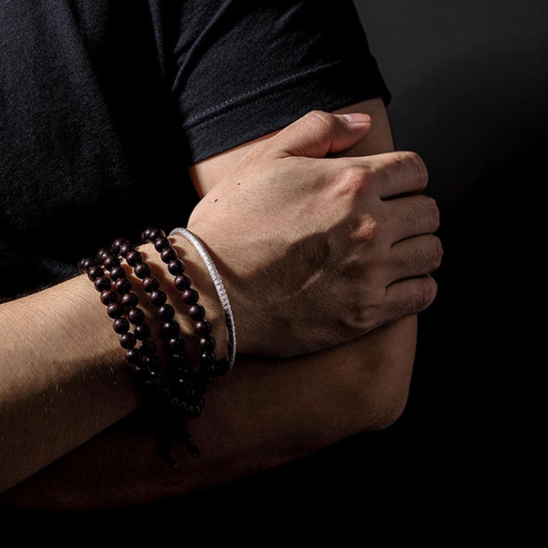 Buddha Stones Tibetan Heart Sutra White Copper Luck Bracelet - image 1