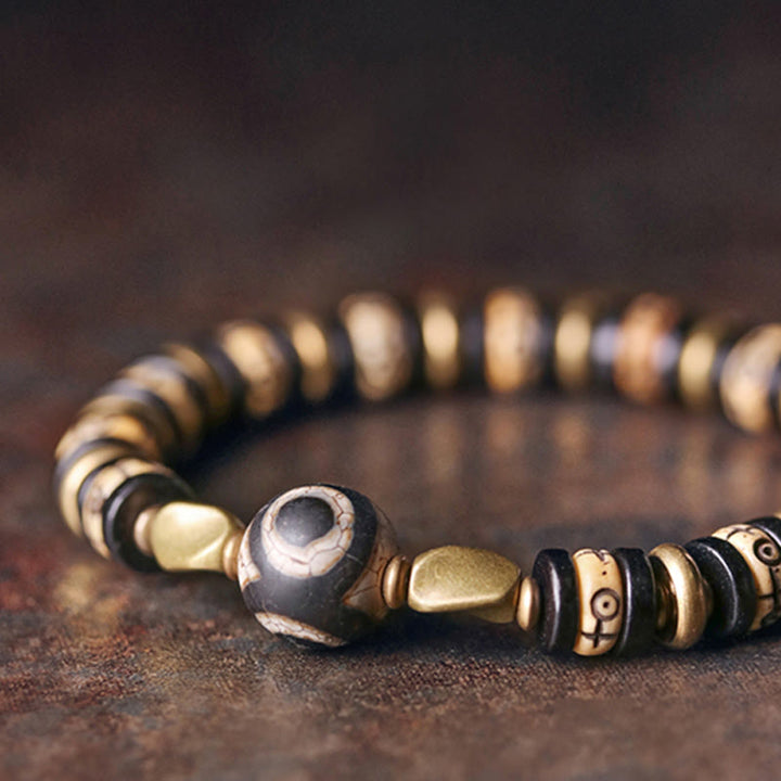 Buddha Stones Tibetan Bone Beads Ebony Wood Strength Bracelet - image 6