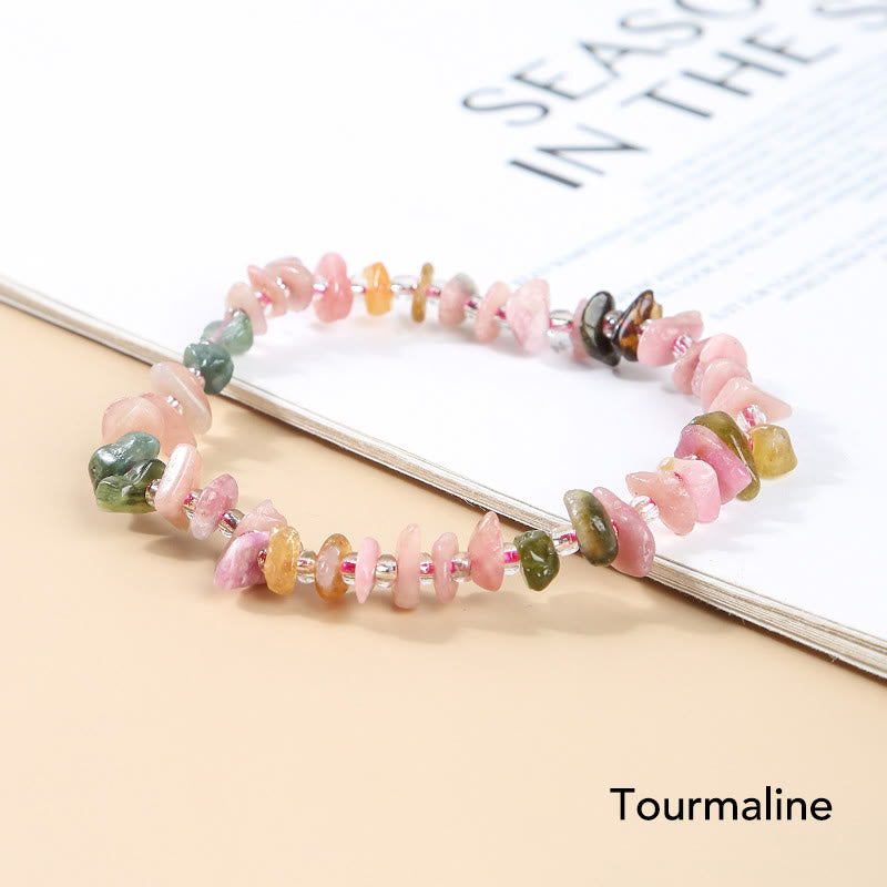 Buddha Stones Natural Irregular Shape Stone Crystal Meditation Balance Bracelet - Tourmaline - image 6