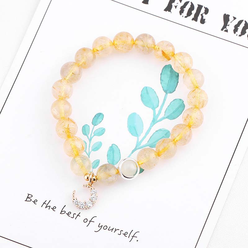 Citrine Luck Protection Moon Charm Bracelet - image 1