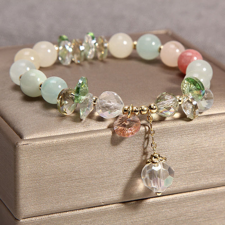 Buddha Stones Cat's Eye Pink Crystal Peace Charm Bracelet - Colorful Crystal - image 5