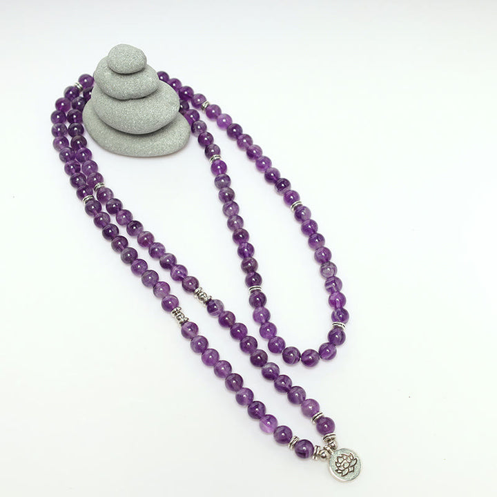 Buddha Stones Natural Amethyst Purification Mala Bracelet - image 10