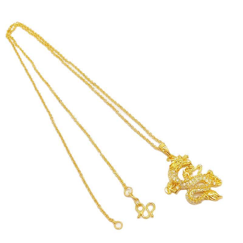 Buddha Stones Gold Dragon Protection Necklace Pendant - image 9