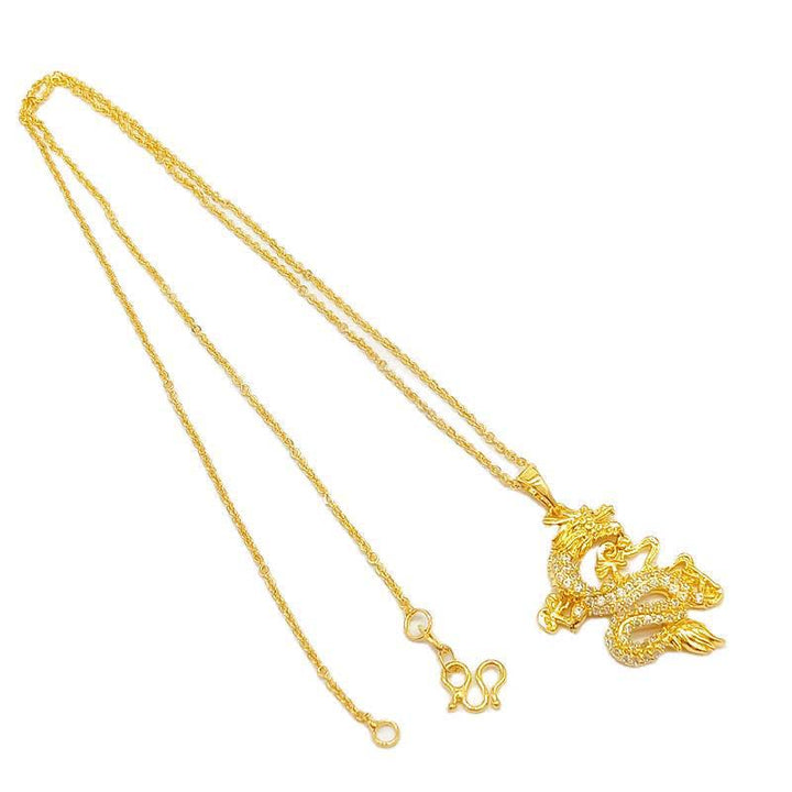 Buddha Stones Gold Dragon Protection Necklace Pendant - image 9