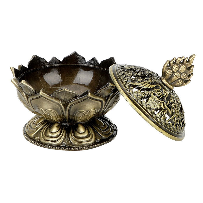 Buddha Stones Tibetan Lotus Shaped Purify Incense Burner - image 15