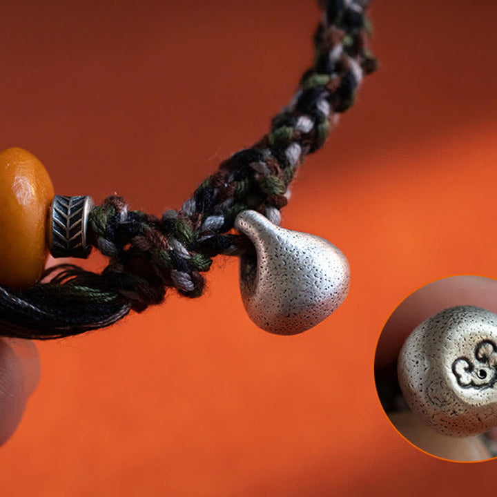 Buddha Stones 990 Sterling Silver Tibetan Handmade Amber Steelyard Weight Wish Protection Bracelet - image 10