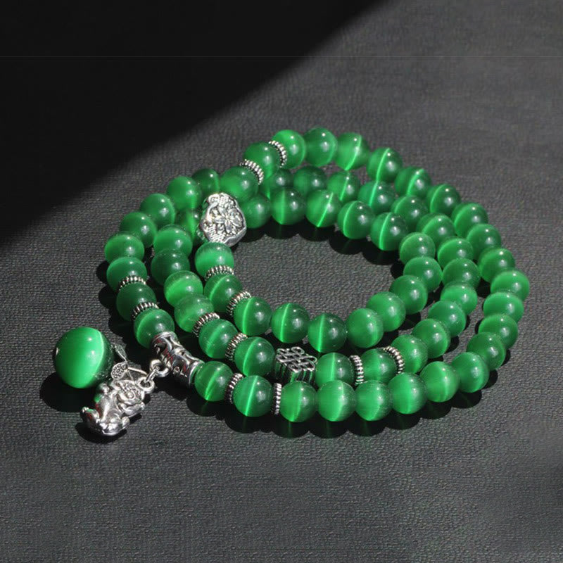 Buddha Stones Cat Eye PiXiu Support Triple Wrap Bracelet - image 11