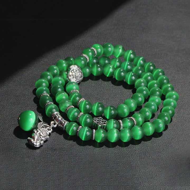 Buddha Stones Cat Eye PiXiu Support Triple Wrap Bracelet - image 11