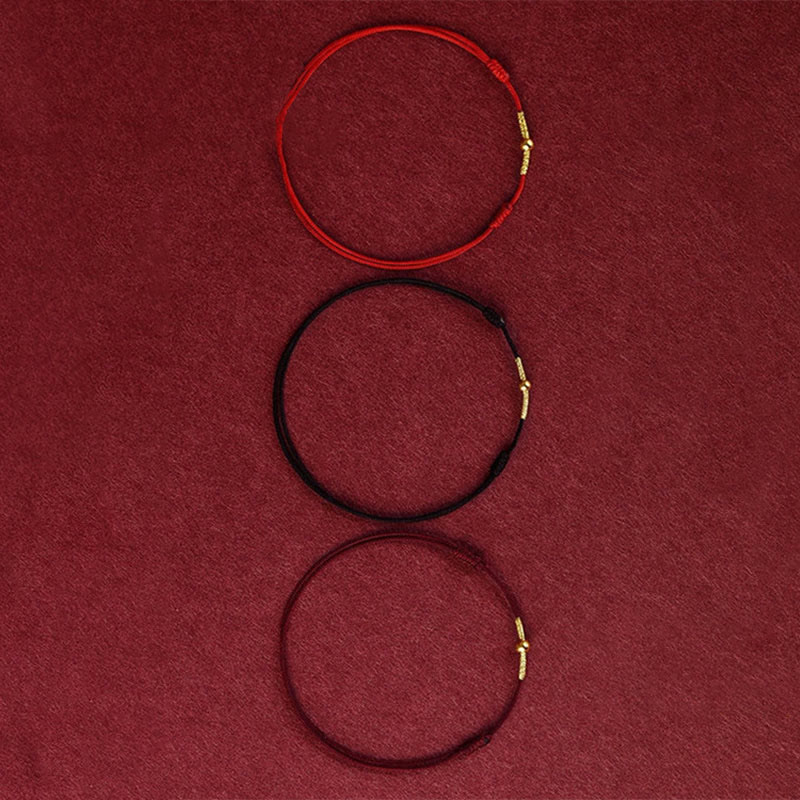 Buddha Stones 925 Sterling Silver Golden Bead Protection Braided Rope Bracelet Anklet - image 4