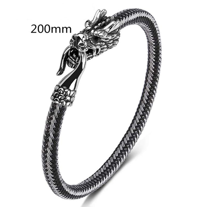 Buddha Stones Dragon Titanium Steel Protection Luck Bracelet - White&Black - 200mm - image 31