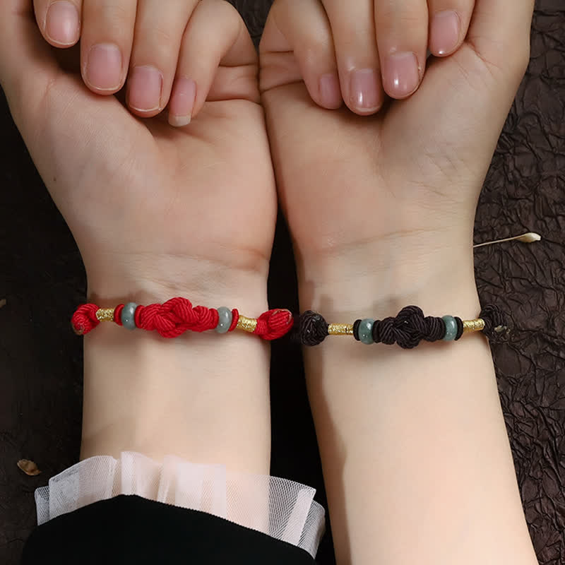 Buddha Stones Red String Jade Luck Fortune Knot Braided Couple Bracelet - image 27