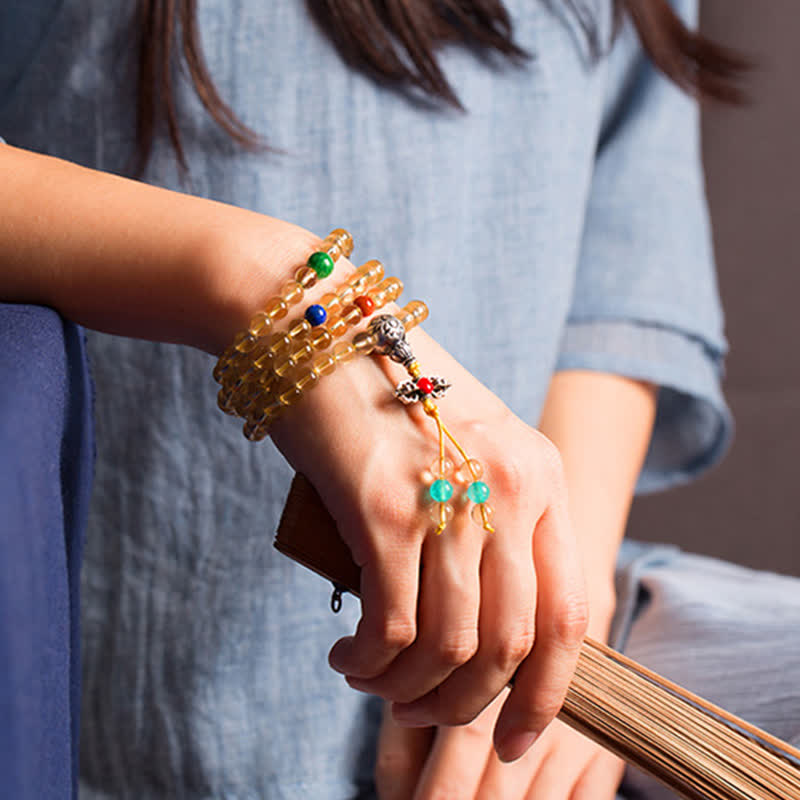 925 Sterling Silver 108 Mala Beads Natural Citrine Red Agate Amber Pleasure Charm Bracelet - image 18