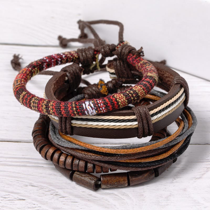 Buddha Stones Wrap Hemp Cords Wood Beads Leather Bracelet - image 4