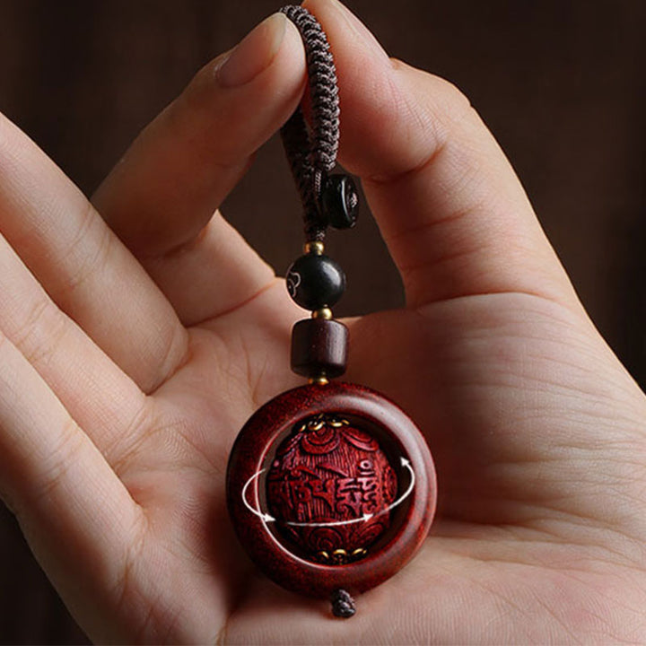 Buddha Stones Tibetan Small Leaf Red Sandalwood Ebony Luck Protection Rotation Decoration - image 6