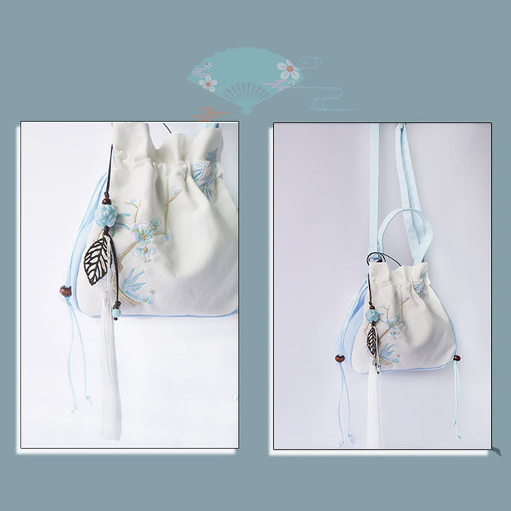 Buddha Stones Handmade Embroidered Flowers Canvas Tote Shoulder Bag Handbag - image 28