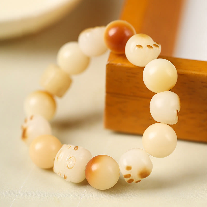 Buddha Stones Natural Bodhi Seed Sandalwood Lucky Cute Cat Head Paw Claw Peace Bracelet - image 16