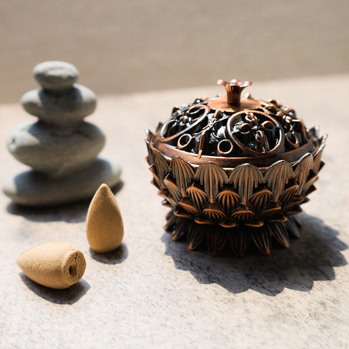 Buddha Stones Tibetan Lotus Shaped Purify Incense Burner - image 0