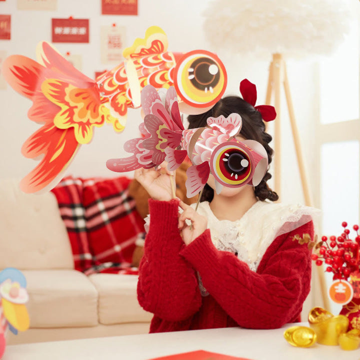 Buddha Stones DIY Fortune Luck Koi Fish Paper Lantern Lamp Mid-Autumn Festival Child Kids Lantern Decoration - image 13