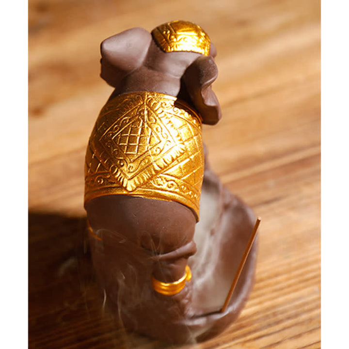 Tibetan Elephant Purple Clay Backflow Smoke Fountain Peace Healing Incense Burner Decoration - image 10