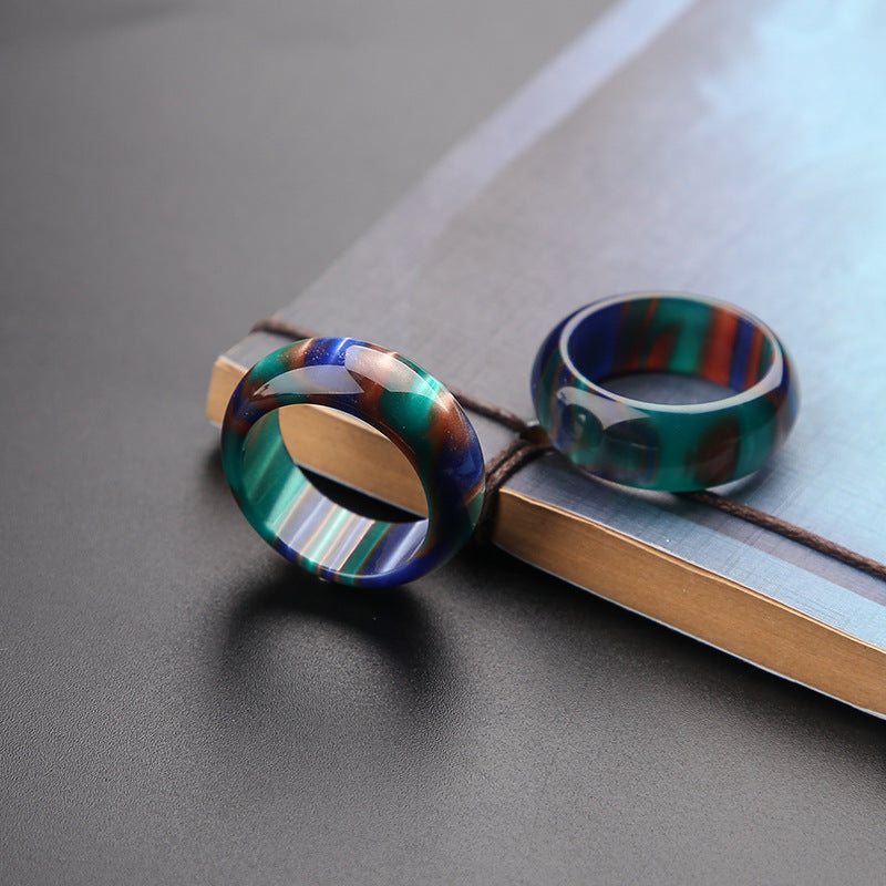 Buddha Stones Colorful Sea Willow Mala Positive Bracelet Ring - Ring - image 7