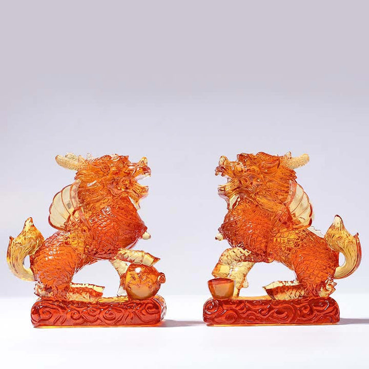 Buddha Stones Feng Shui Kirin Handmade Liuli Crystal Art Piece Fortune Home Office Decoration - image 13