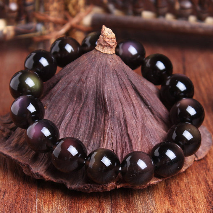 Buddha Stones Natural Rainbow Obsidian Positive Bracelet - Rainbow Obsidian - image 0