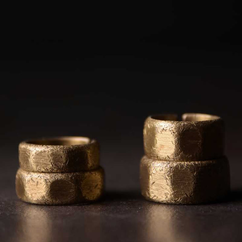 Buddha Stones Tibetan Simple Design Copper Brass Frosted Wealth Ring - image 0