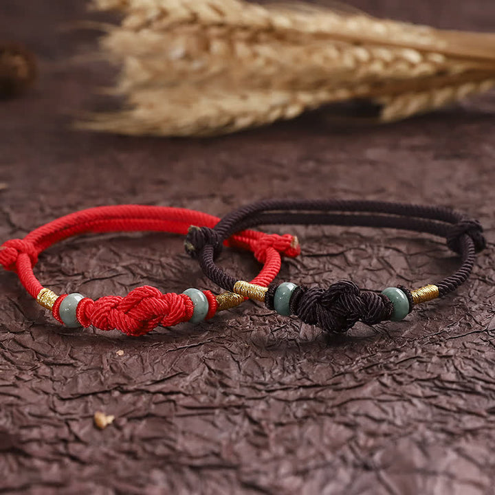Buddha Stones Red String Jade Luck Fortune Knot Braided Couple Bracelet - image 10