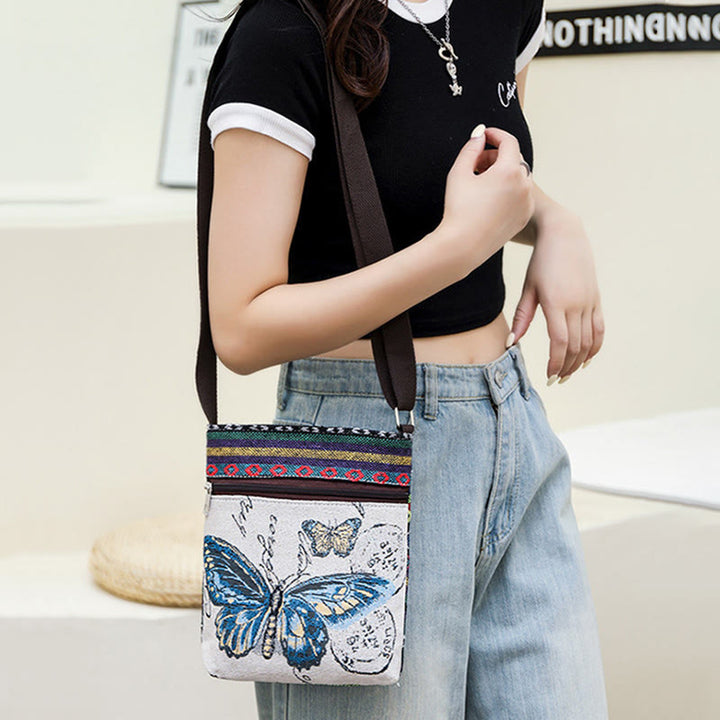 Buddha Stones Elephant Butterfly Embroidered Canvas Tote Bag Shoulder Bag Crossbody Bag - image 22