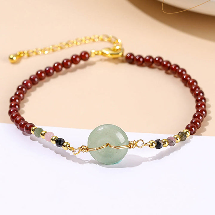 Buddha Stones Natural Garnet Peace Buckle Bead Calm Bracelet - image 4