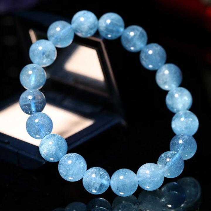 Buddhastoneshop Aquamarine Beads Peace Healing Bracelet - image 1