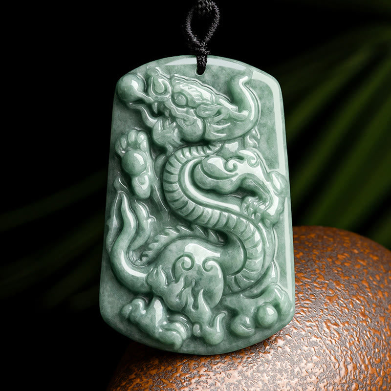 Buddha Stones Year of the Dragon Chinese Zodiac Dragon Jade Success Amulet Necklace Pendant - Dragon(Protection♥Success) - image 0