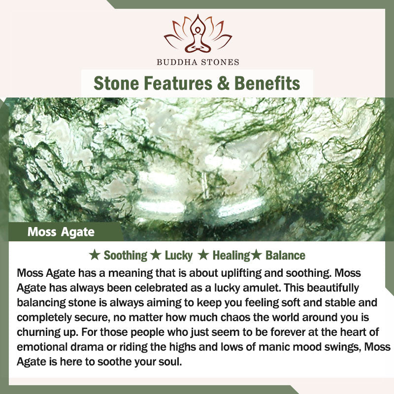 Buddha Stones Moss Agate Lucky Bead Soothing Bracelet - image 5